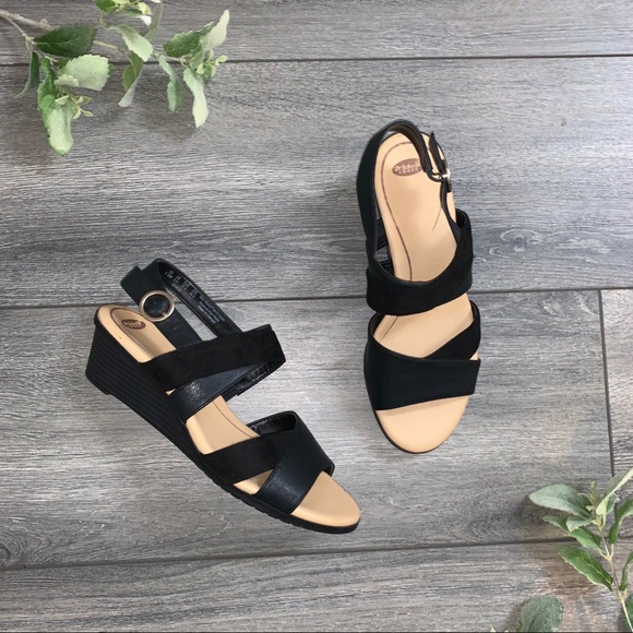 scholl leather look sandals low